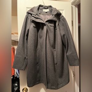 Ava & Viv grey wool coat with detachable lined hood. 2X. Excellent condition